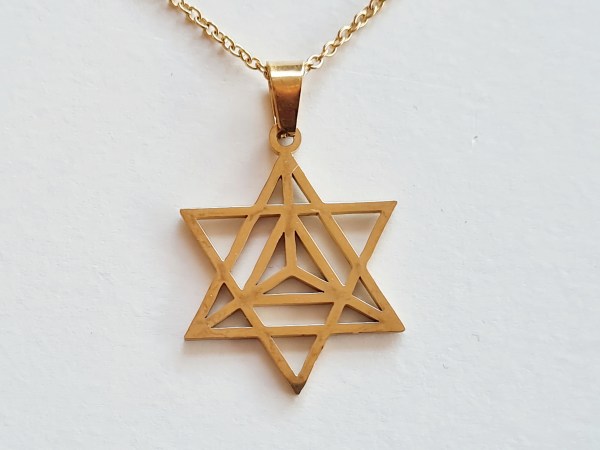 collier merkaba doré acier inoxydable